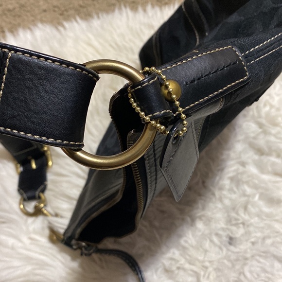 Vintage Coach‎ Black Fabric / Leather Crossbody Handbag H064910403 90’s - Picture 12 of 13